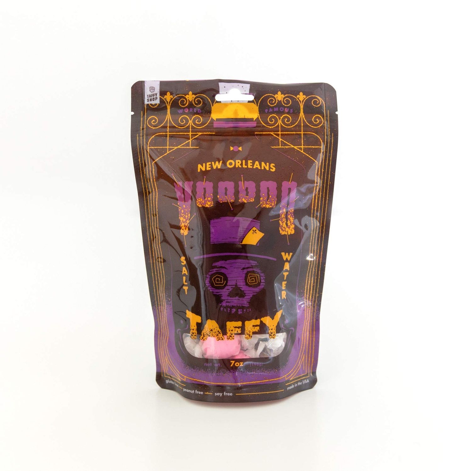 Taffy Shop Voodoo New Orleans NOLA Salt Water Taffy - Gourmet Soft Chewy Candy, Bulk Sweet Snack, Fresh Gift Gluten-Free, 35 Individually Wrapped Pieces(7oz)