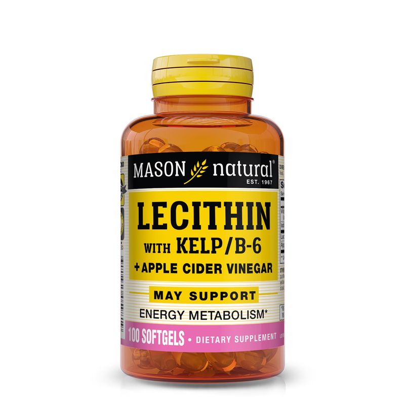 MASON NATURAL Lecithin with KelpVitamin B6 plus Apple Cider Vinegar - Dual Action Formula, Healthy Energy Metabolism, Promotes Liver and Reproductive Health, Promotes General Wellness, 100 Softgels