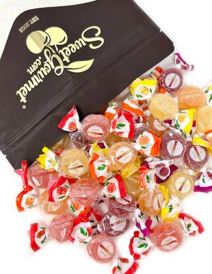 SweetGourmet Original Bonelle Fruit Jellies Bulk Wrapped Orange, Lemon, Strawberry, Cherry 2 Pounds