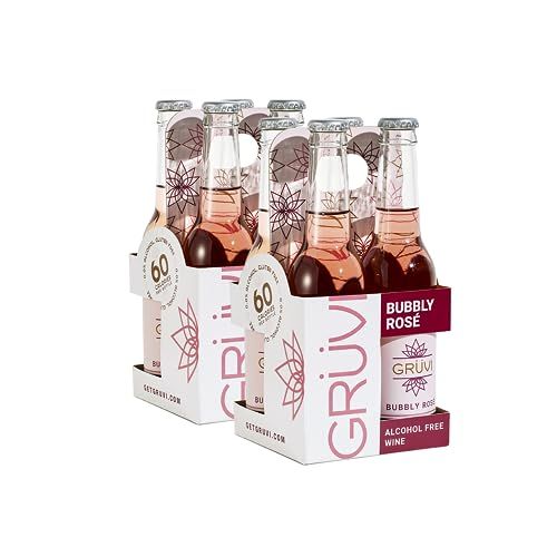 Gruvi Non-Alcoholic Bubbly Rose, 8 Bottles, 60 calories per serving, 0 ABV, Non Alcoholic Sparkling Wine, Zero Alcohol Wine