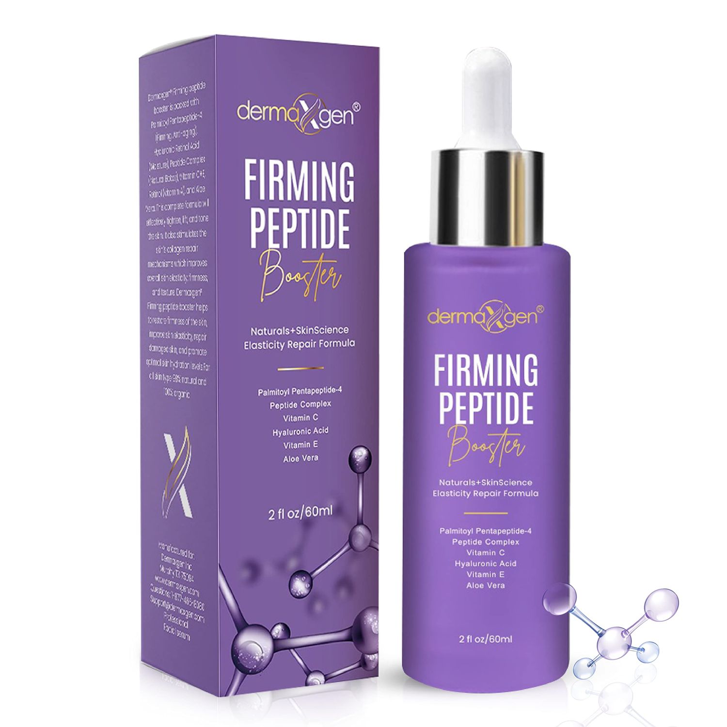 DERMAXGEN - Peptide Complex Serum MATRIXYL 3000 ORGANIC HYALURONIC - Powerful Triple Combination Serum Anti Aging Wrinkles - Heals and Repairs Skin Set - 2 FL OZ