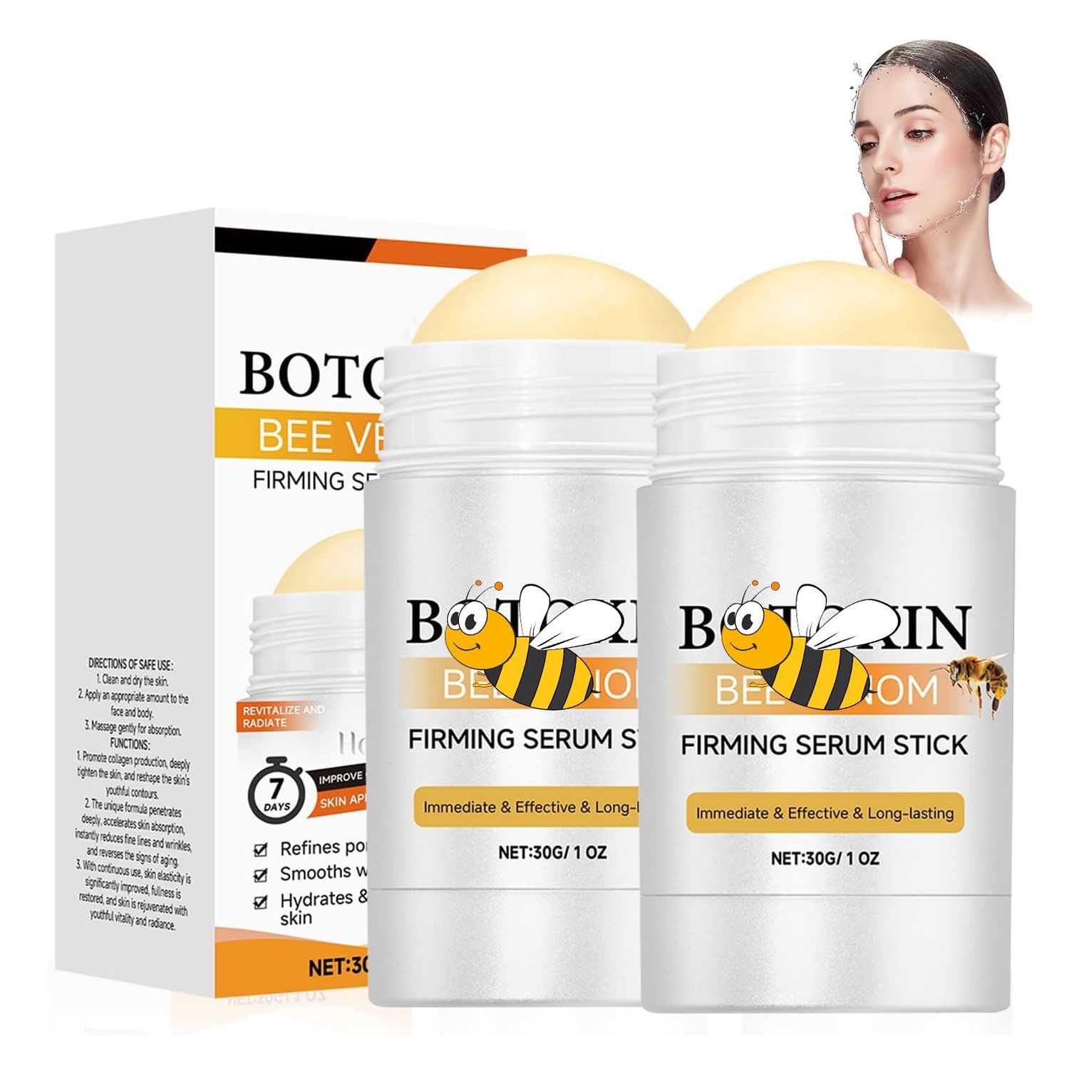2Pcs Bee&#39;s Venom Firming Serum Stick, Advanced Firming Wrinkle-Reducing Cream, Lifting Tightening Serum, Reduces Wrinkles Fine Lines, for All Skin Types