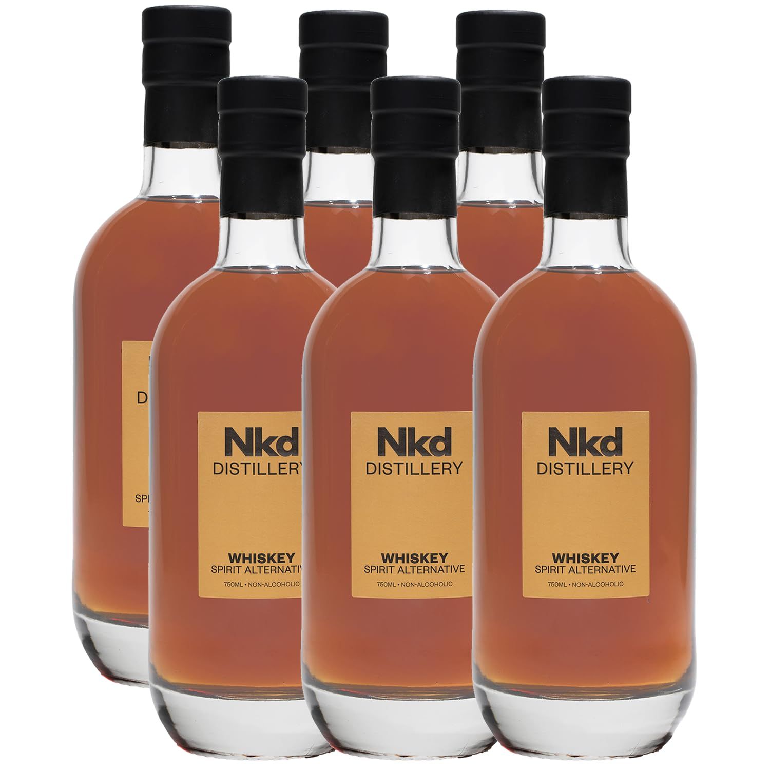 Nkd Distillery 6 Pack Whiskey Alternative Premium Non-Alcoholic Spirit - Zero Alcohol - Perfect Bourbon Coke or Manhattan Alcohol Free Substitute
