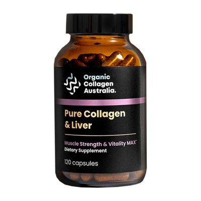Organic Collagen Australia Pure Collagen Liver Capsules - Muscle Strength Vitality with Hydrolyzed Collagen, Grass-Fed Liver, and Vitamin B12 - 120 Capsules