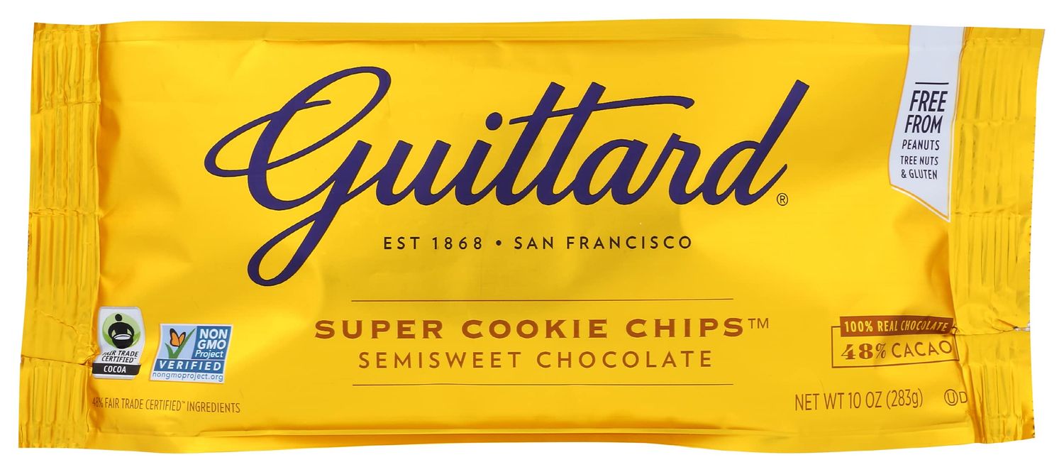 Guittard Super Cookie Chips, Semisweet Chocolate, 100 Real Chocolate, 48 Cacao, Fair Trade, Kosher, Nut Free, Gluten Free Non-GMO, 10 Ounce (Pack of 12)
