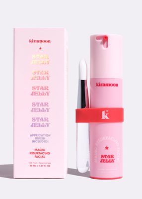 Kiramoon Star Jelly Bright Clear Exfoliating Radiance Mask, Glycolic Acid, Niacinamide, for Dry and Dull Skin, Anti-Aging, Brush Included