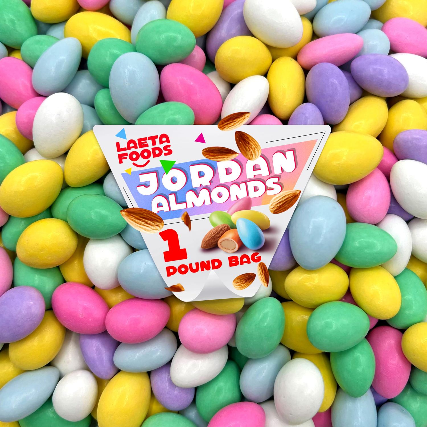 Assorted Jordan Almonds Candy 1 Pound Jordan Almonds Bulk Bag Glazed Almond Candy