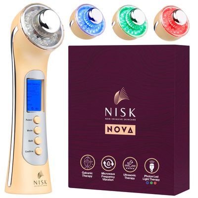 Nova 4-in-1 Facial Wand: Red, Blue and Green Light Therapy, Galvanic Ion Cleansing, Ultrasonic Face Lift Anti-Aging Device, Tightening, and Rejuvenation for Home Use