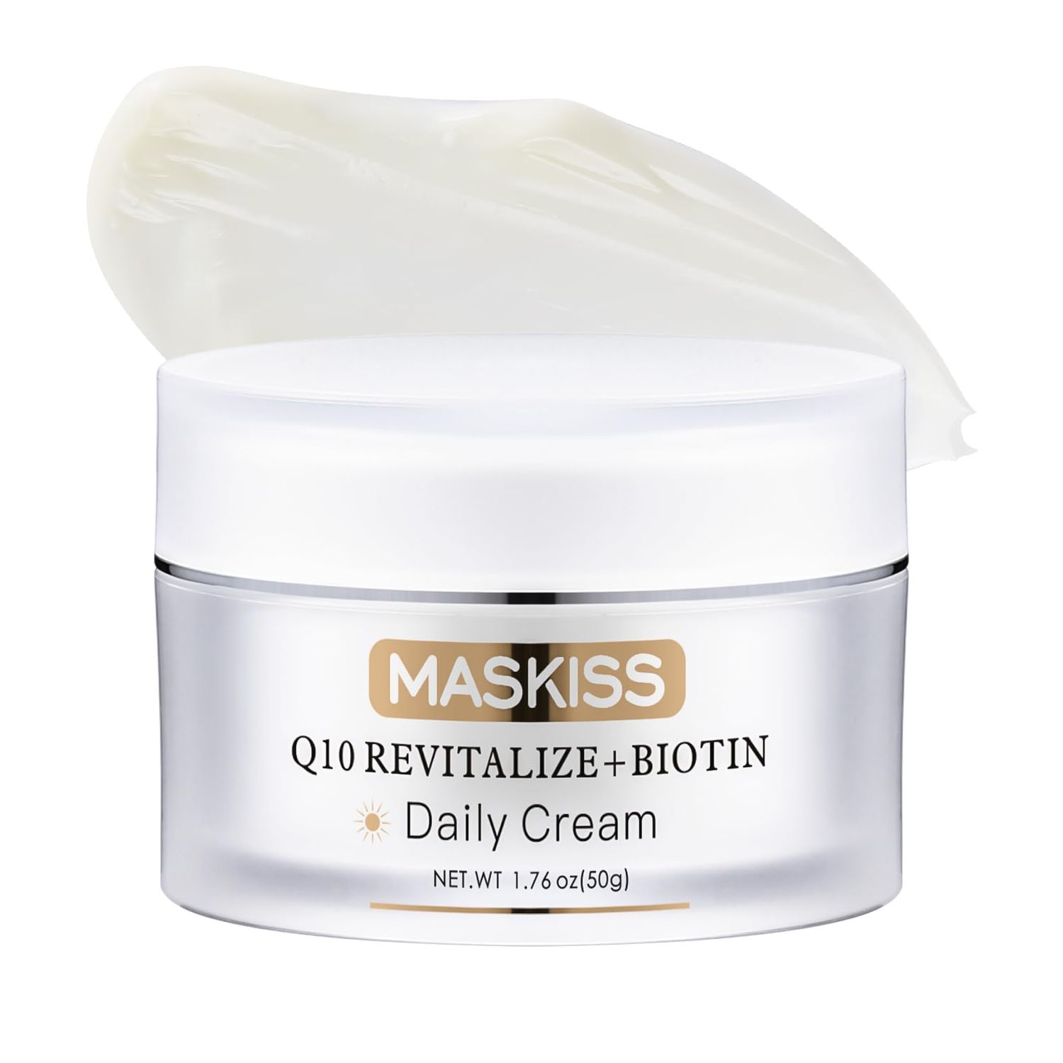 Maskiss Q10 Anti-Wrinkle Face Cream, Unscented Anti-Aging Face Moisturizer for Sensitive Skin, Firming Face and Neck Cream, 1.76 Oz Jar