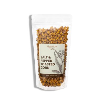 Albina City Nuts Salt Pepper Toasted Corn - Tasty Snack with a Gentle Crunch that s full of Flavor and Made from Non-GMO Ingredients Free of Sulfites, Gluten, Artificial Flavors, Preservatives - 1lb