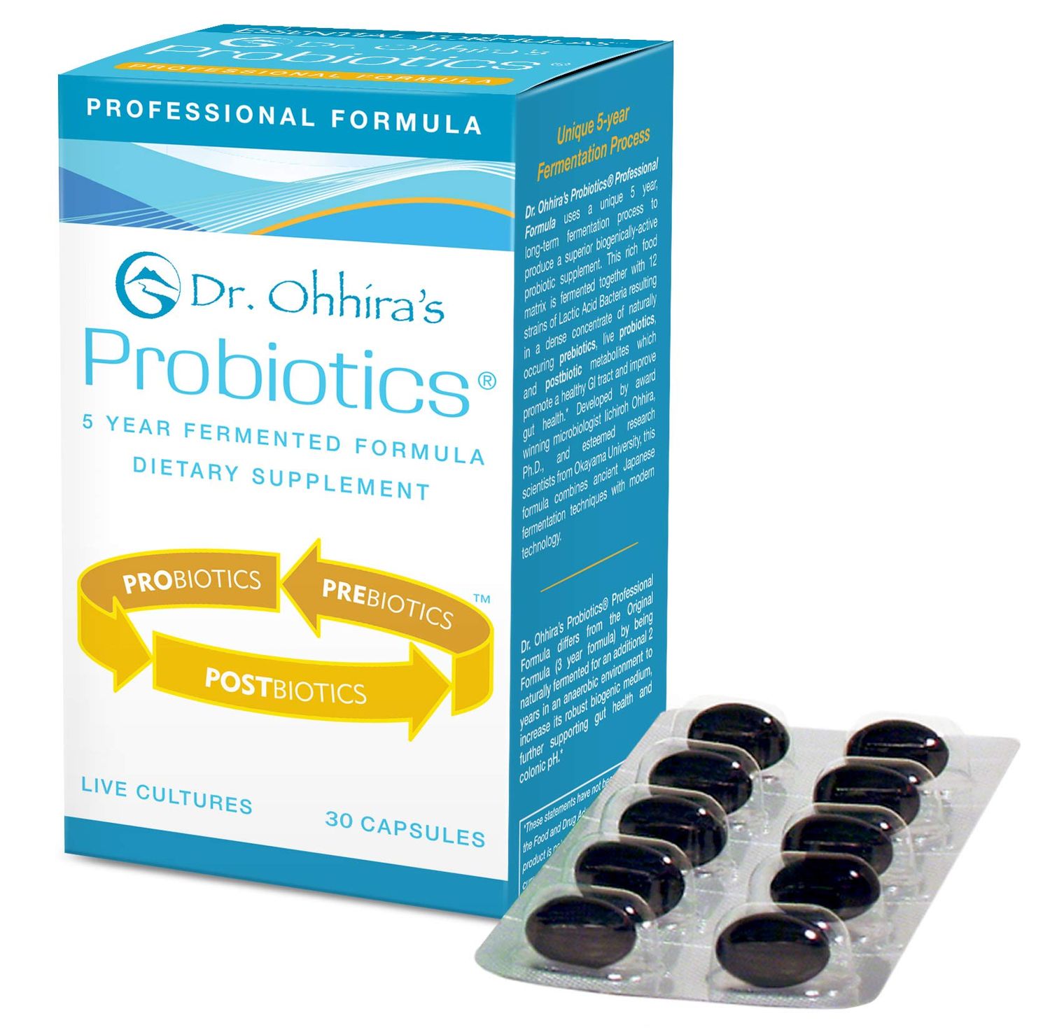Dr. Ohhira s Probiotics Professional Formula with 5 Year Fermented Prebiotics, Live Active Probiotics and The only Product with Postbiotic Metabolites, 30 Capsules