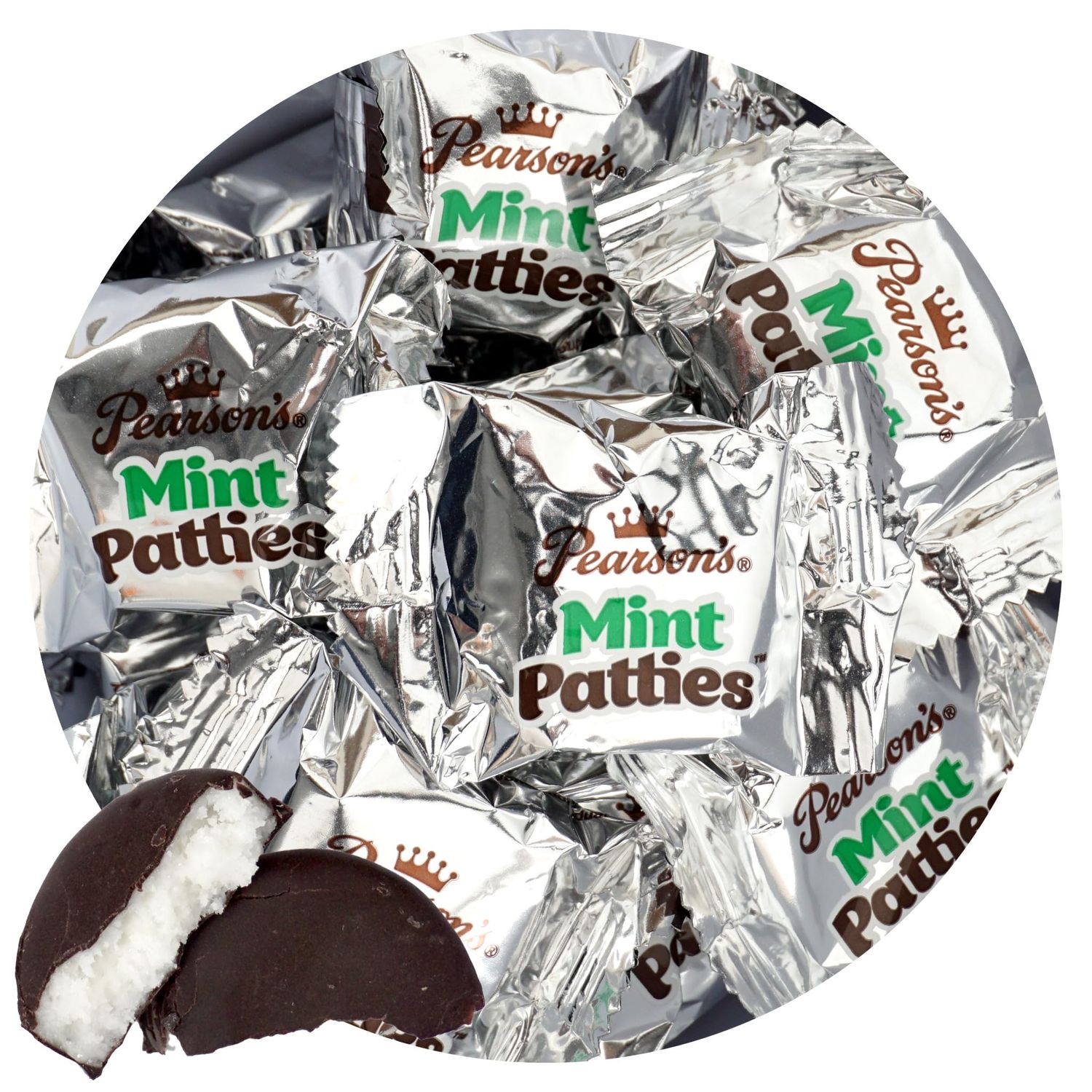 Pearson&#39;s Mint Patties, 4 Pound Bulk Bag (Approx 110 Pieces), Dark Chocolate Peppermint Candy, Individually Wrapped Mint Candy