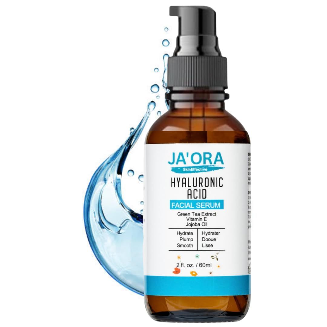 JA&#39;ORA Skin Effective Hyaluronic Acid Serum, 60ML - Anti-Aging with Aloe Vera Vitamin E, Hydrating, Firming, Brightening for Even Skin Tone Wrinkle Care