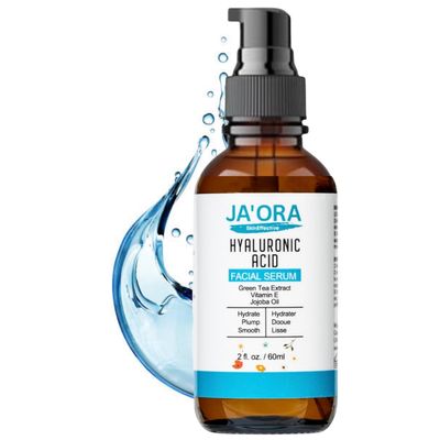 JA&#39;ORA Skin Effective Hyaluronic Acid Serum, 60ML - Anti-Aging with Aloe Vera Vitamin E, Hydrating, Firming, Brightening for Even Skin Tone Wrinkle Care