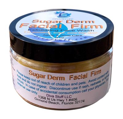 New! Sugar Derm Facial Firm,All Natural Face Scrub Cleanser, 4 oz, Diva Stuff