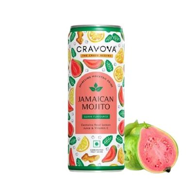 Cravova Mojito Refreshing Mint Lime Mocktail Non-Alcoholic Mocktail Ready-to-Drink Beverage Perfect for Parties Gatherings 12-Pack of 250ml Cans (Jamaican)