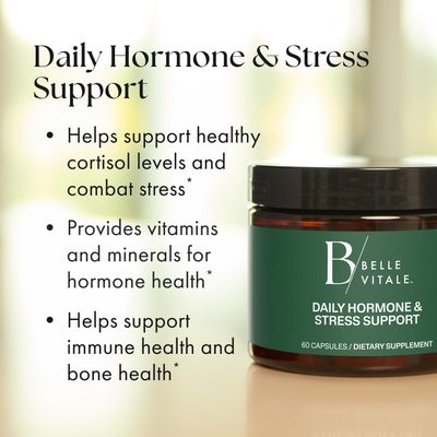 BODi Belle Vitale Daily Hormone Stress Support - Ashwagandha Rhodiola - Helps Combat Stress Supports Healthy Cortisol Levels - Vitamin B12 Help Energy Metabolism Immune Health - 60 Capsules