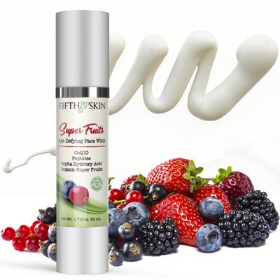 Fifth Skin Super Fruits Age Defying FACE CREAM - Made in USA - Face Whip (2 oz.) Organic Moisturizer: Dry, Oily or Sensitive Skin - Firm, Minimize Fine Lines Help Fade Age Spots