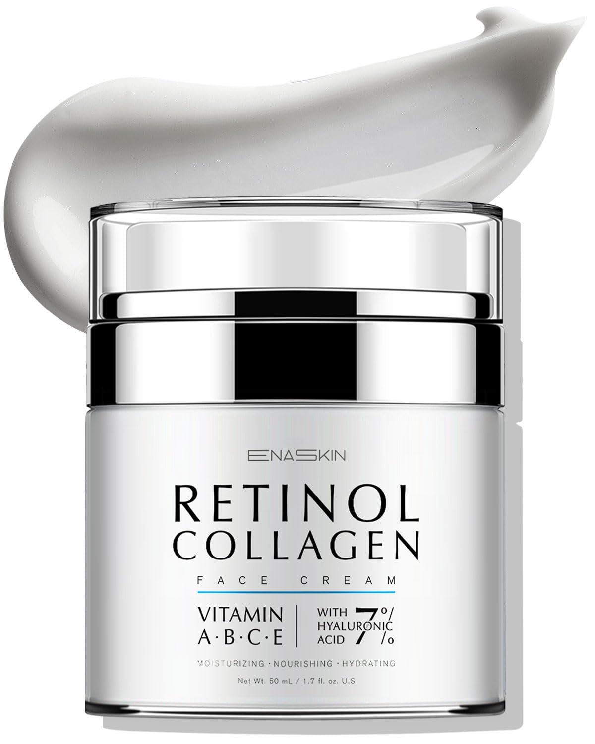 EnaSkin Retinol Collagen Face Moisturizer: Anti Aging Wrinkle Repair Cream for Women - 7 Hyaluronic Acid Boost Hydration Formula - Facial Neck DayNight Firming Lifting, 1.7 Fl Oz