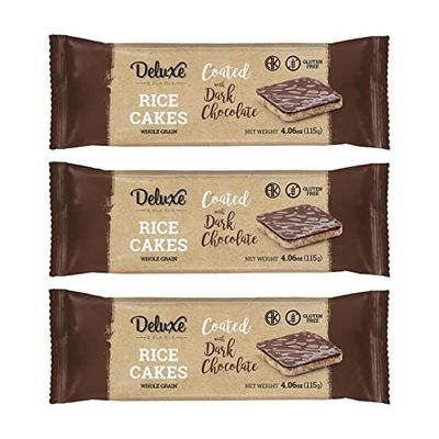 Deluxe Bla Bla Dark Chocolate Rice Cakes, Kosher Certified Dairy Free, Gluten Free, Nuts Free, Vegan Snack (Dark Chocolate) Pack Of 3