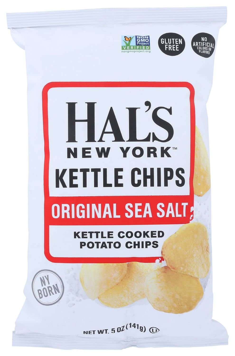 Hal&#39;s New York Original Sea Salt Potato Chips, Gluten Free, 5 Ounces (Pack Of 12)
