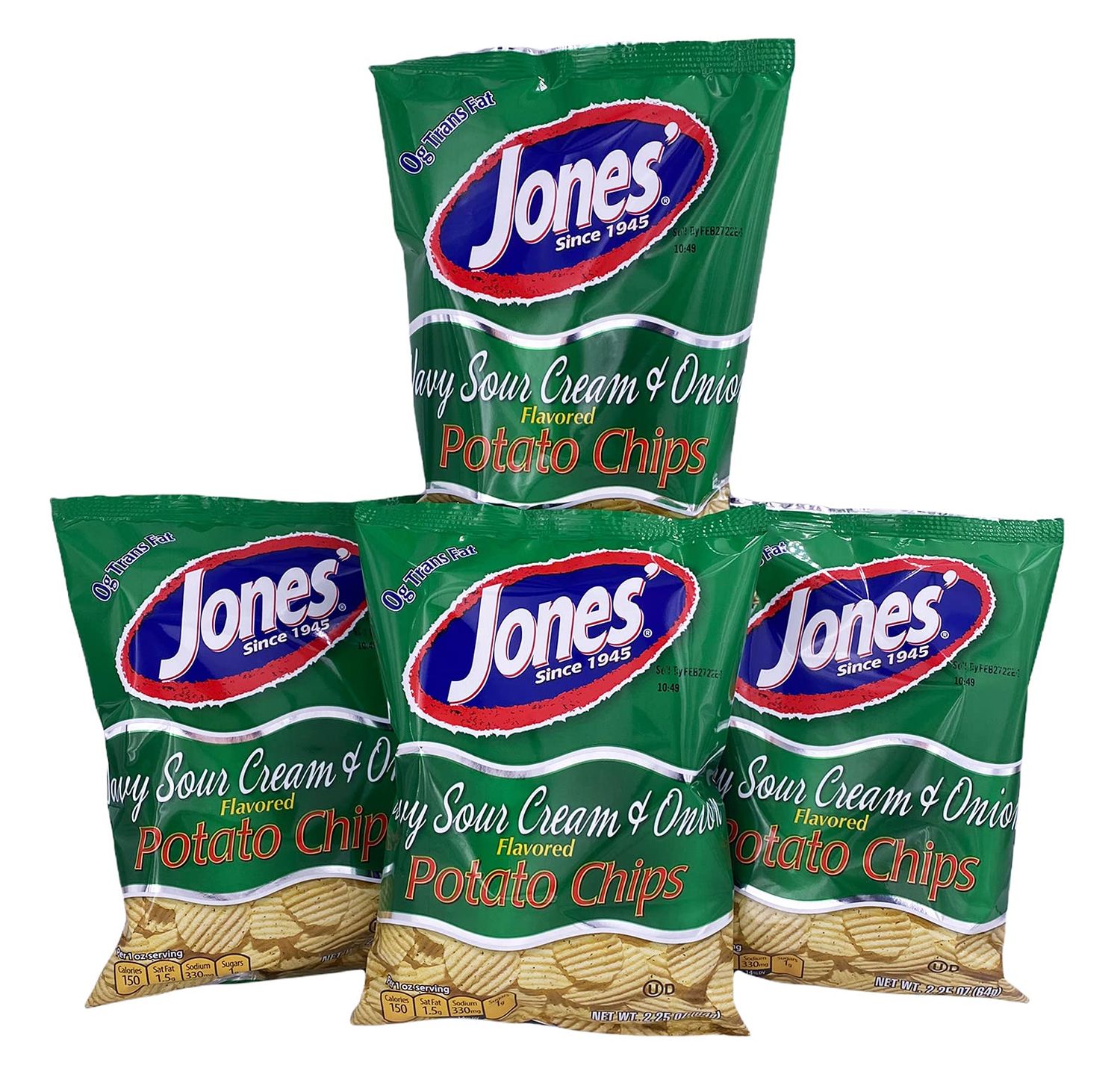 Jones&#39; Potato Chips, 2.25 oz (Wavy Sour Cream Onion) Pack of 4