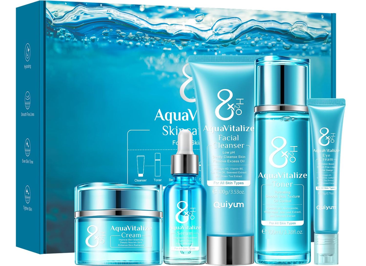 Skin Care Sets for Women, Hydrated Skincare 5 PCS, Smooth Firm Repair Glow Up, Facial Skincare Routine Kit, Skincare Gift Sets for Women