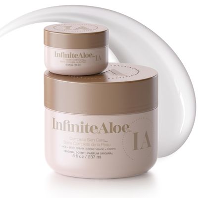 InfiniteAloe Complete Skin Care, Aloe Vera Powered Face and Body Cream for All Skin Types, Dry Skin Everyday Hero, Original Scent - Large Jar 8 oz Travel Jar 0.5 oz