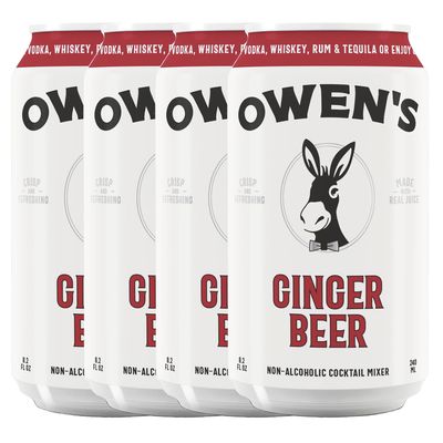 Owen s Craft Mixers Ginger Beer 4 Pack Handcrafted in the USA with Premium Ingredients Vegan Gluten-Free Soda Mocktail and Cocktail Mixer