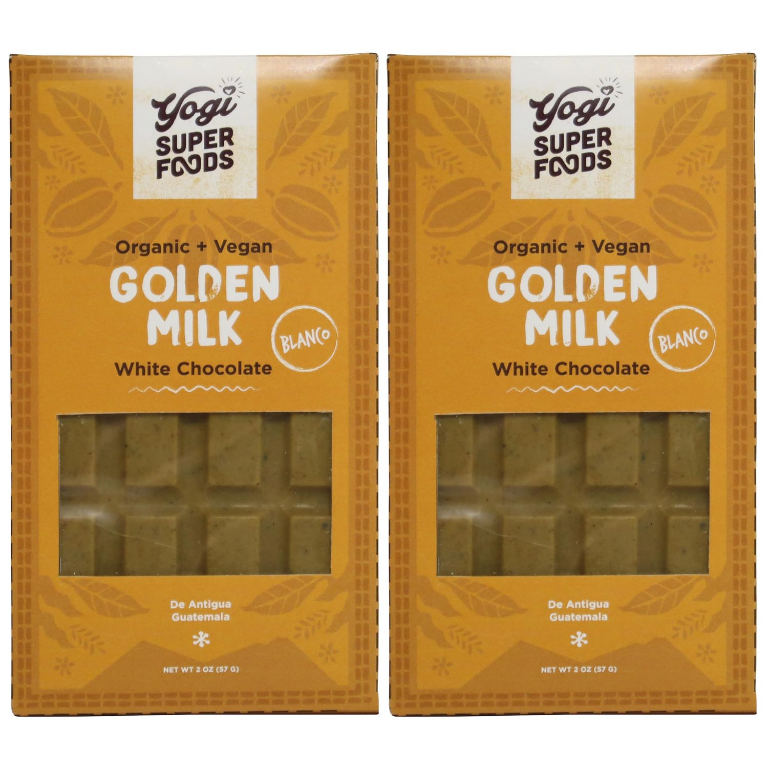 Yogi Super Foods Vegan White Chocolate Golden Milk Bar, Healthy Organic for Energy Boost made from Raw Cacao Butter, Gluten Free Oats, Sweetened with Panela Sugar, Macadamia Nuts and Spices - 2 Pack