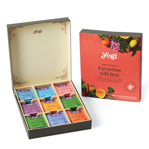 Yogi Organic Tea Sampler Gift Box - Assorted Delicious Wellness Teas - 9 Favorite Herbal, Green Black Teas - Tea Gift Set Variety Pack (45 Tea Bags)