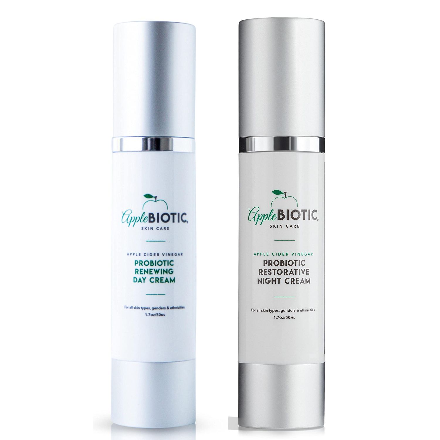 Apple Cider Vinegar Face Day Night Cream Duo, Hydrating, Redness Relief Face Moisturizer Lotion For Dry, Oily, Sensitive Skin, Natural Green Tea, Chamomile, Skincare for men, women, teens