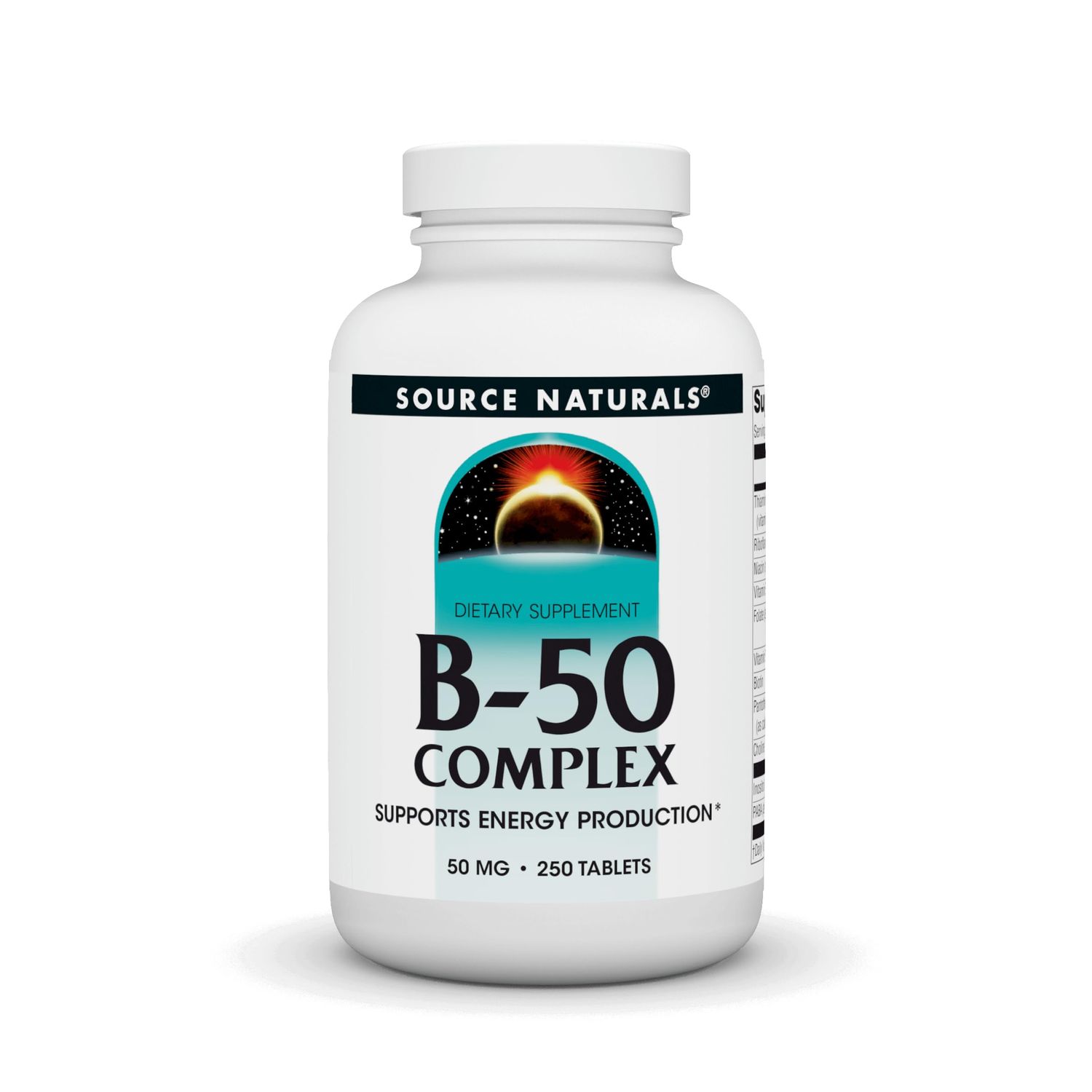 Source Naturals B-50 Complex 50 mg B-Vitamins for Energy Production Support - 250 Tablets