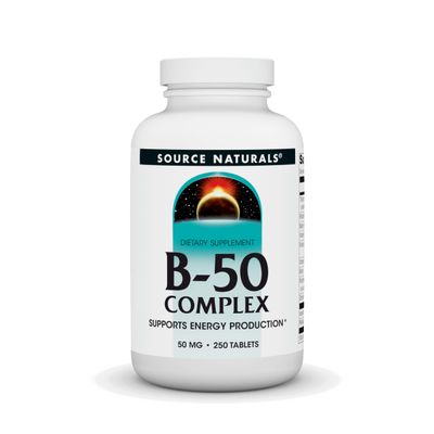 Source Naturals B-50 Complex 50 mg B-Vitamins for Energy Production Support - 250 Tablets