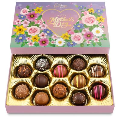 Mother s Day Chocolate Gift Box - 12 Assorted Milk Dark Truffles - Gourmet Chocolate Truffles Gift Box - Thoughtful Mothers Day Gifts for Mom, Wife, Grandma - 6 oz