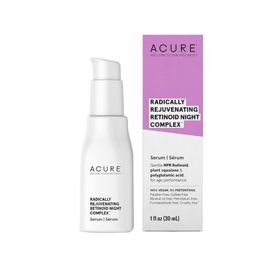 Acure Radically Rejuvenating Retinoid Overnight Complex, Moisturizer Night Treatment, Fight Wrinkles Anti-Aging Support with Plant Squalane, Polyglutamic Acid Hyaluronic Acid 100 Vegan -1.7 fl oz