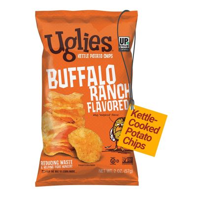 UGLIES Buffalo Ranch Kettle-Cooked Potato Chips, Gluten-Free Snacks, Kosher-Friendly Chips, Non-GMO Snacks for Kids or Office, Lunch Snacks, Individual Snack Packs, 2 Oz. Bags, Pack of 12