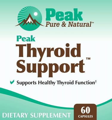 Thyroid Support by Peak Pure Natural Thyroid Supplement and Metabolism Booster to Support Weight Maintenance Iodine Supplement Designed for Underactive Thyroid 60 Capsules