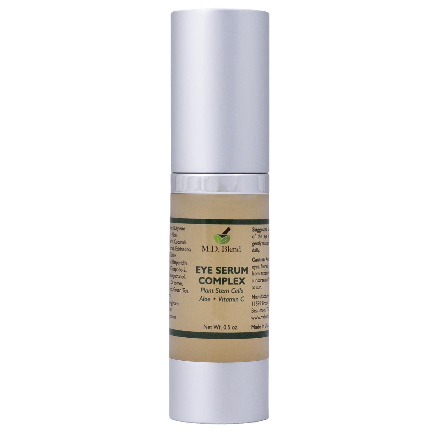 M.D. Blend Plant Stem Cell Eye Serum Complex Aloe Vera, Vitamin C Hydrating Eye Treatment Airless Pump - 15ml