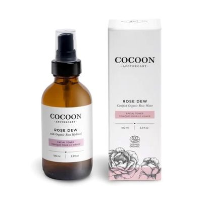 Cocoon Apothecary 3.3 fl oz Rose Dew Facial Toner Ecocert Cosmos Organic, Face Toner for Women,Sensitive,Dry,Normal Skin Soothe Cool, Hydration Antioxidants, Nourish Rejuvenate, Rose Water