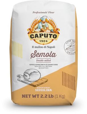 Antimo Caputo Semola Di Grano Duro Rimacinata Semolina Flour 2.2LB (1kg), Bag - All Natural Dough for Fresh Pasta (1 Bag of 2.2 Pound)