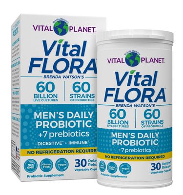 Vital Planet - Vital Flora Men s Daily Probiotic, 60 Billion CFU, 60 Diverse Strains, 7 Organic Prebiotics, Immune Support, Gas Relief, Digestive Health Shelf Stable Probiotics for Men 30 Capsules