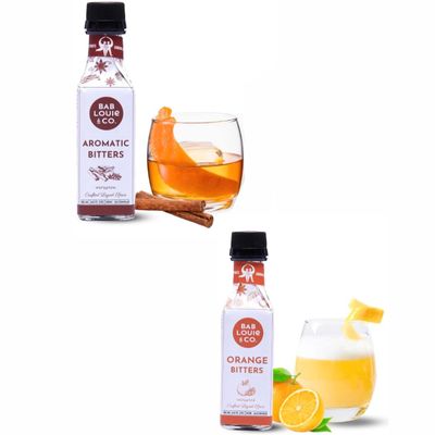 Bablouie Combo Aromatic Spiced Orange Bitters, Non-Alcoholic Bitters (120ml4 Fl Oz Each), Handcrafted with Indian Herbs Spices, Gluten-Free, No Added Sugar for Old Fashioned, Gin Tonic Cocktail