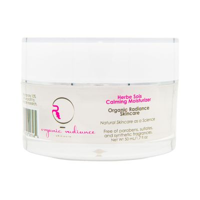 Herbe Sois Calming Moisturizer - Night Cream for Sensitive Skin Organic Radiance Skincare&#39;s Redness Relief with Immortelle Chamomile, Anti-Aging Moisturizer 1.7 oz