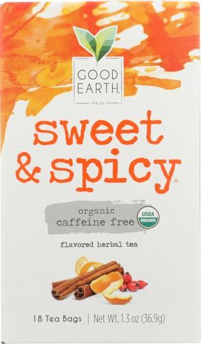 Good Earth Teas Organic Sweet and Spicy Caffeine Free Herbal ,18 Count (Pack of 4)