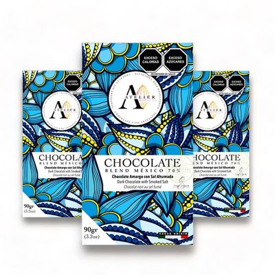 Mil534 Pack of 3 Dark Chocolate Bars 70 COCOA WITH SMOKED SALT (90 g each) Artisan Chocolate with Sustainable Mexican Cocoa Vegan and Gluten Free