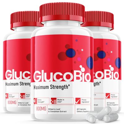 (3 Pack) Glucobio Capsules - Official Formula - Gluco Bio Support Supplement Vitamin, Glucobio Health Wellness Capsules Maximum Strength, Glucobio, Gluco Bio Pills Advanced Support (180 Capsules)