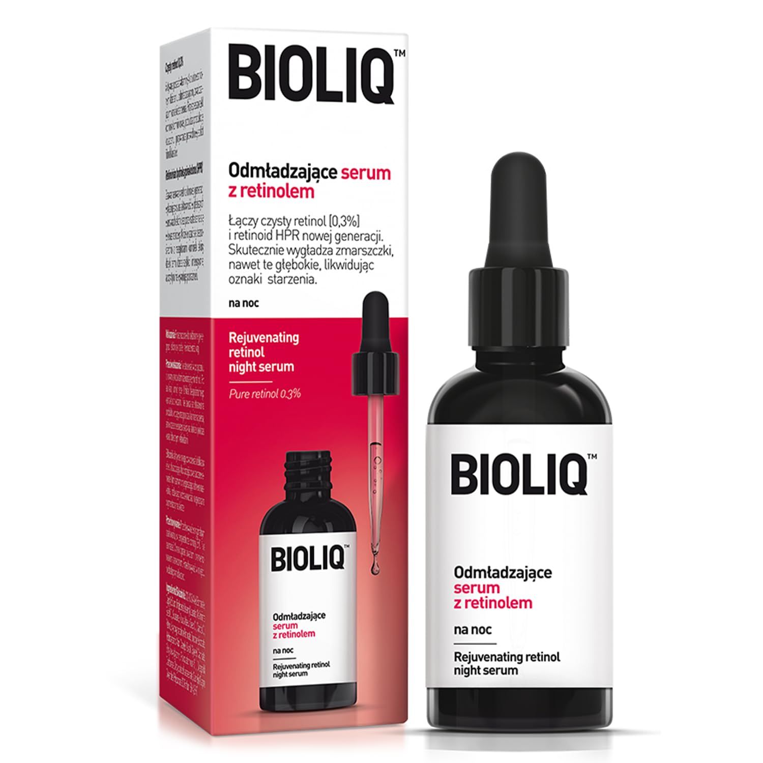Bioliq - Pro Rejuvenating Night Serum with Retinol - Advanced Formula for Skin Tightening, Pure Retinol 0.3 and HPR Retinoid Complex - 20 ml