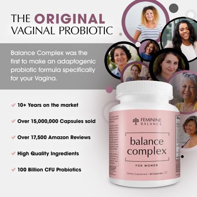 Balance Complex 17-in-1 Vaginal Health 100 Billion Probiotics for Women pH Balance with Cranberry D-Mannose Promote Urinary Tract Health for Vaginal Odor Vaginal Flora, 60 Capsules