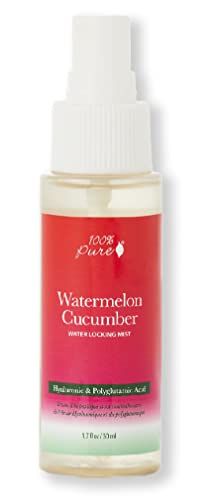 100 PURE Watermelon Cucumber Water Locking Mist for Face Hydrating Skincare - Hyaluronic Acid Niacinamide Replenishing Plumped Up Glow - Vegan Skin Moisturizer - 1.7 fl oz